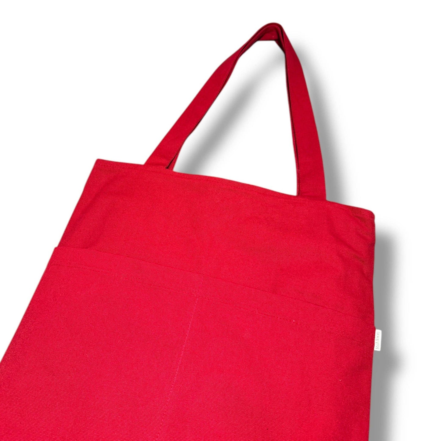 Daisy Pocket Embroidery Tote Bag: Red